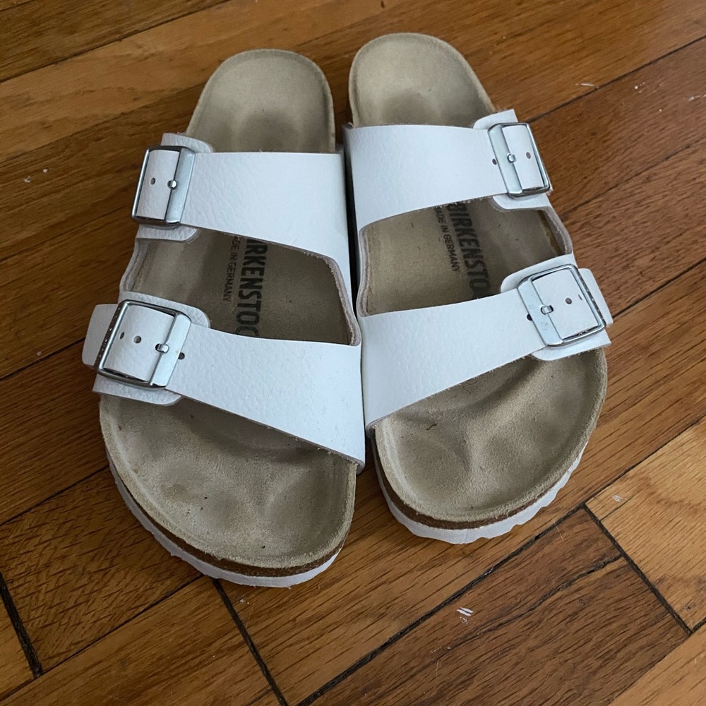 White Leather Birkenstock Arizona Sandal